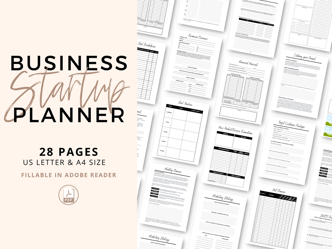 Small Business Startup Planner, Printable Guide to Starting a Business