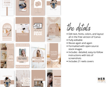 Load image into Gallery viewer, Neutral Reels Covers Templates | Instagram Reels Thumbnails Editable in Canva
