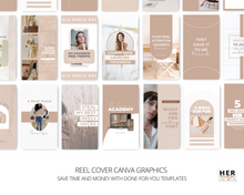 Load image into Gallery viewer, Neutral Reels Covers Templates | Instagram Reels Thumbnails Editable in Canva
