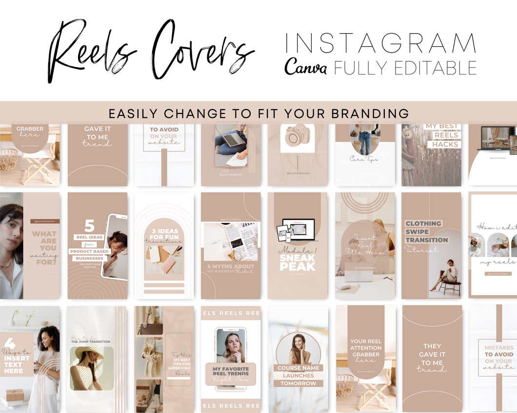 Neutral Reels Covers Templates | Instagram Reels Thumbnails Editable in Canva