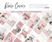 Load image into Gallery viewer, Pink Feminine Reels Covers Templates | Instagram Reels Thumbnails Editable in Canva
