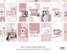 Load image into Gallery viewer, Pink Feminine Reels Covers Templates | Instagram Reels Thumbnails Editable in Canva
