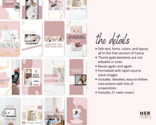 Load image into Gallery viewer, Pink Feminine Reels Covers Templates | Instagram Reels Thumbnails Editable in Canva
