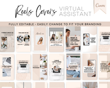 Load image into Gallery viewer, Virtual Assistant Reels Covers Templates | VA Instagram Reels Thumbnails Editable in Canva
