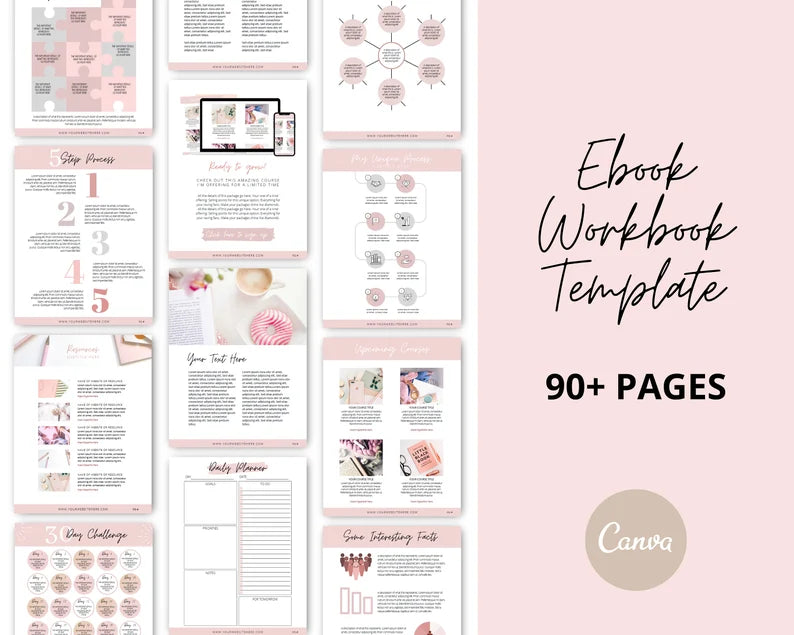 Editable Workbook and Ebook Template | Pink Feminine Canva Lead Magnet Template