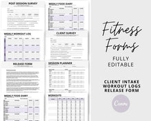 Load image into Gallery viewer, Editable Personal Trainer Forms Templates | Workout Logs for Fitness Coaches
