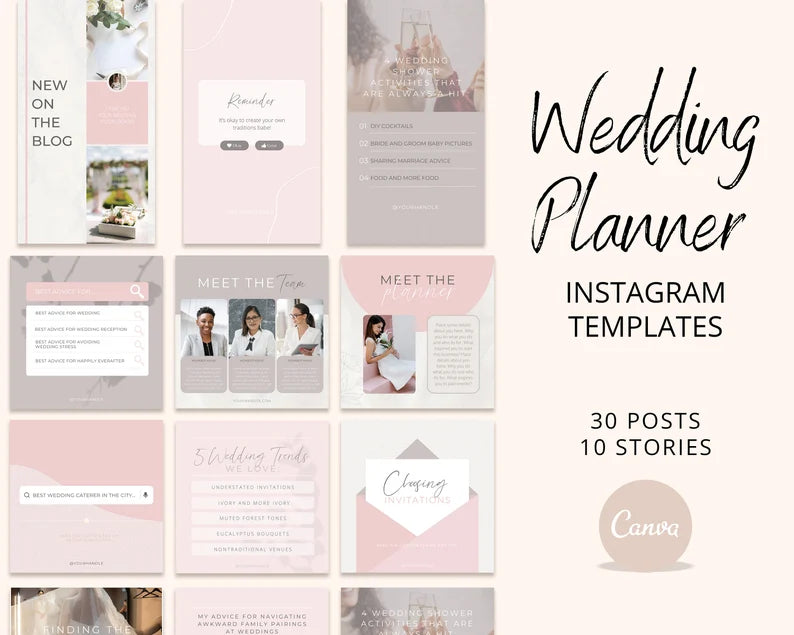 Wedding Planner Instagram Templates | Wedding Coordinator Posts | Editable Wedding Coordinator Social Media