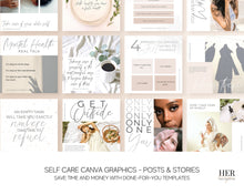 Load image into Gallery viewer, Self Care Instagram Templates | IG Wellness Posts | Mental Health Canva Story Templates
