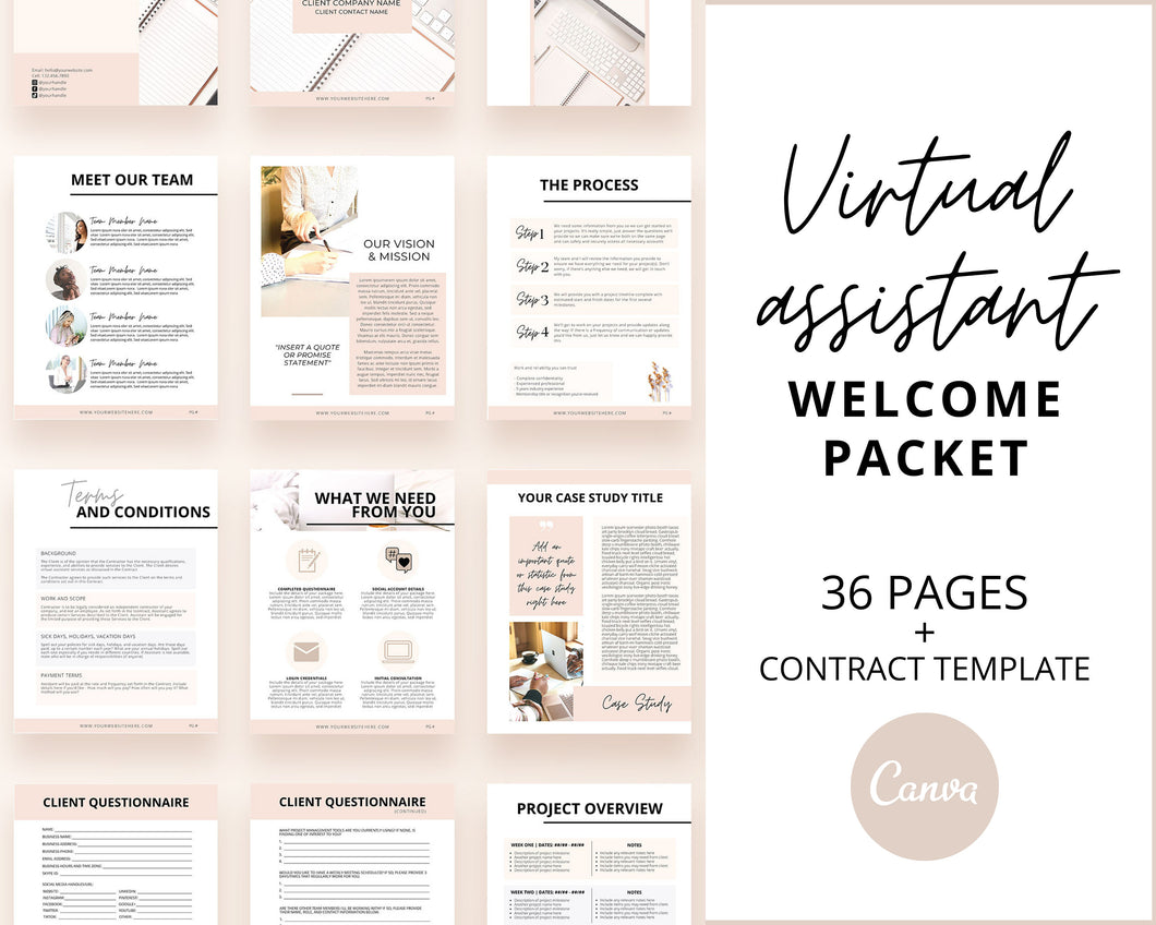 Virtual Assistant Welcome Packet | VA Client Onboarding | VA Contract Template