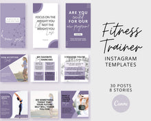 Load image into Gallery viewer, Fitness Instagram Templates | Personal Trainer Posts | IG Health Coach Canva Templates
