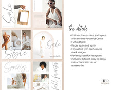 Load image into Gallery viewer, White Marble Retail Instagram Templates |Modern Retail Posts | Online Shopping Canva Templates
