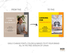 Load image into Gallery viewer, Insurance Instagram Templates, Life Insurance Broker Posts Canva Templates
