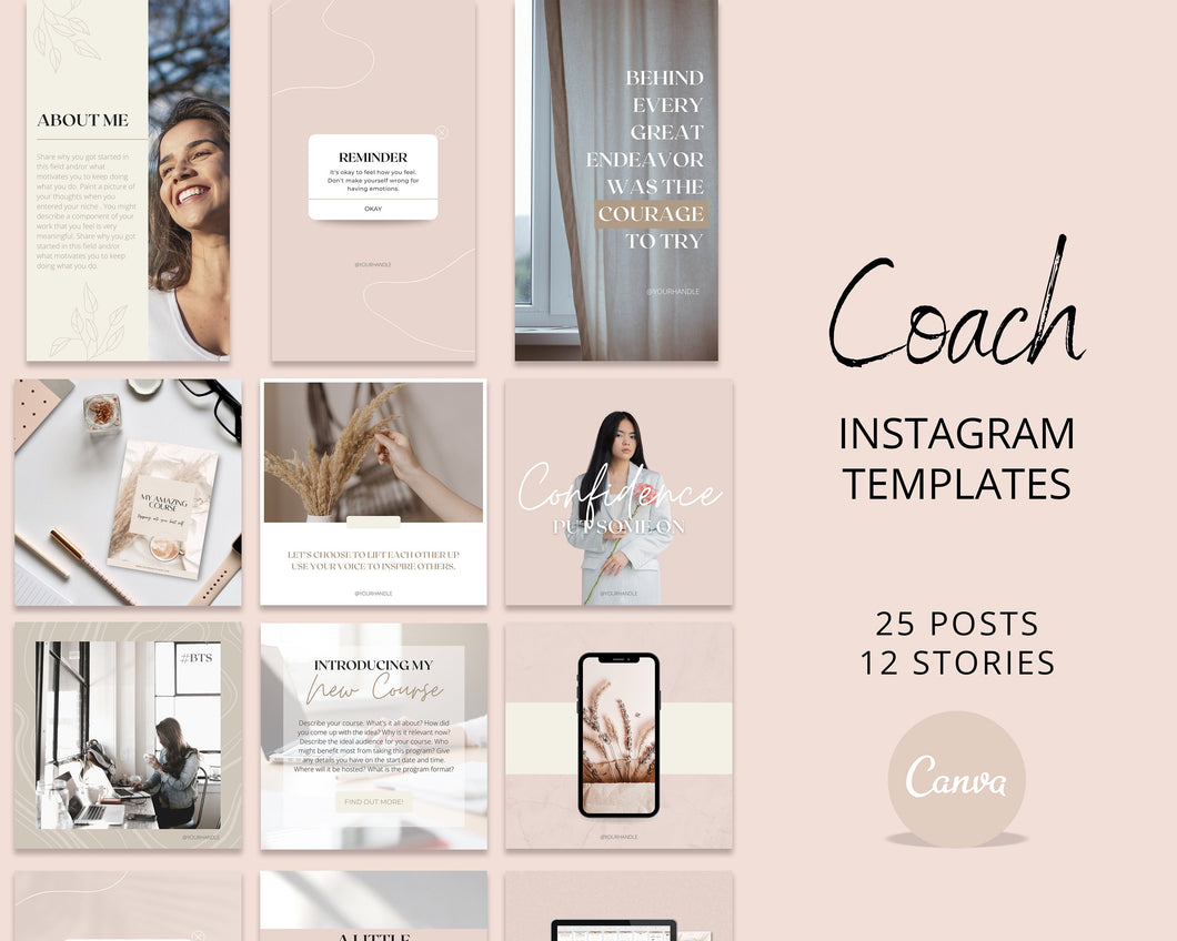 Coach Instagram Templates | Life Coach Posts | IG Coaching Canva Templates