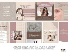 Load image into Gallery viewer, Skincare Instagram Templates | Skincare Posts | IG Esthetician Canva Templates
