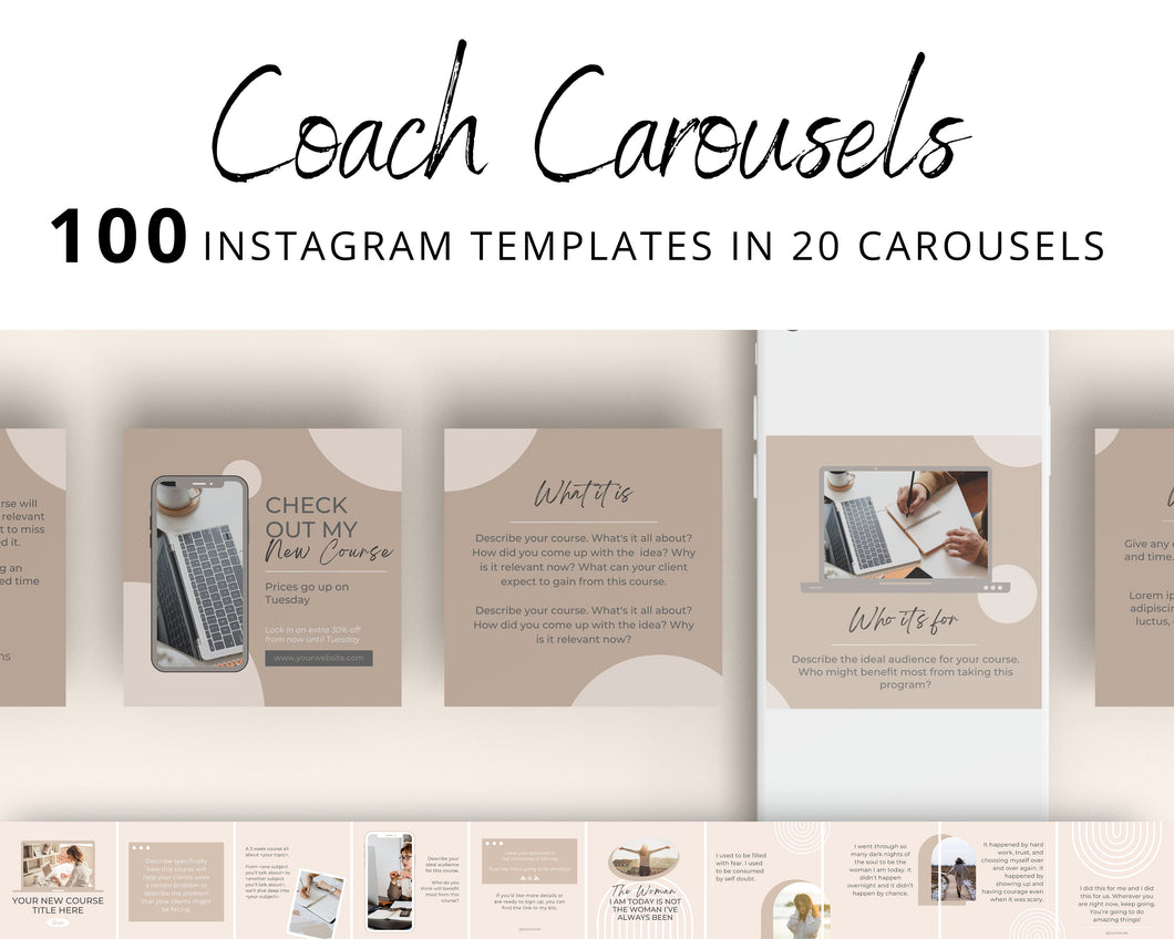 Life Coach Instagram Carousel Template, Coaching 5 page Carousels